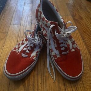 Vans ‘Old Skool’ Red and White Checkered Sneakers